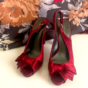 Nine West satin peep toe heels